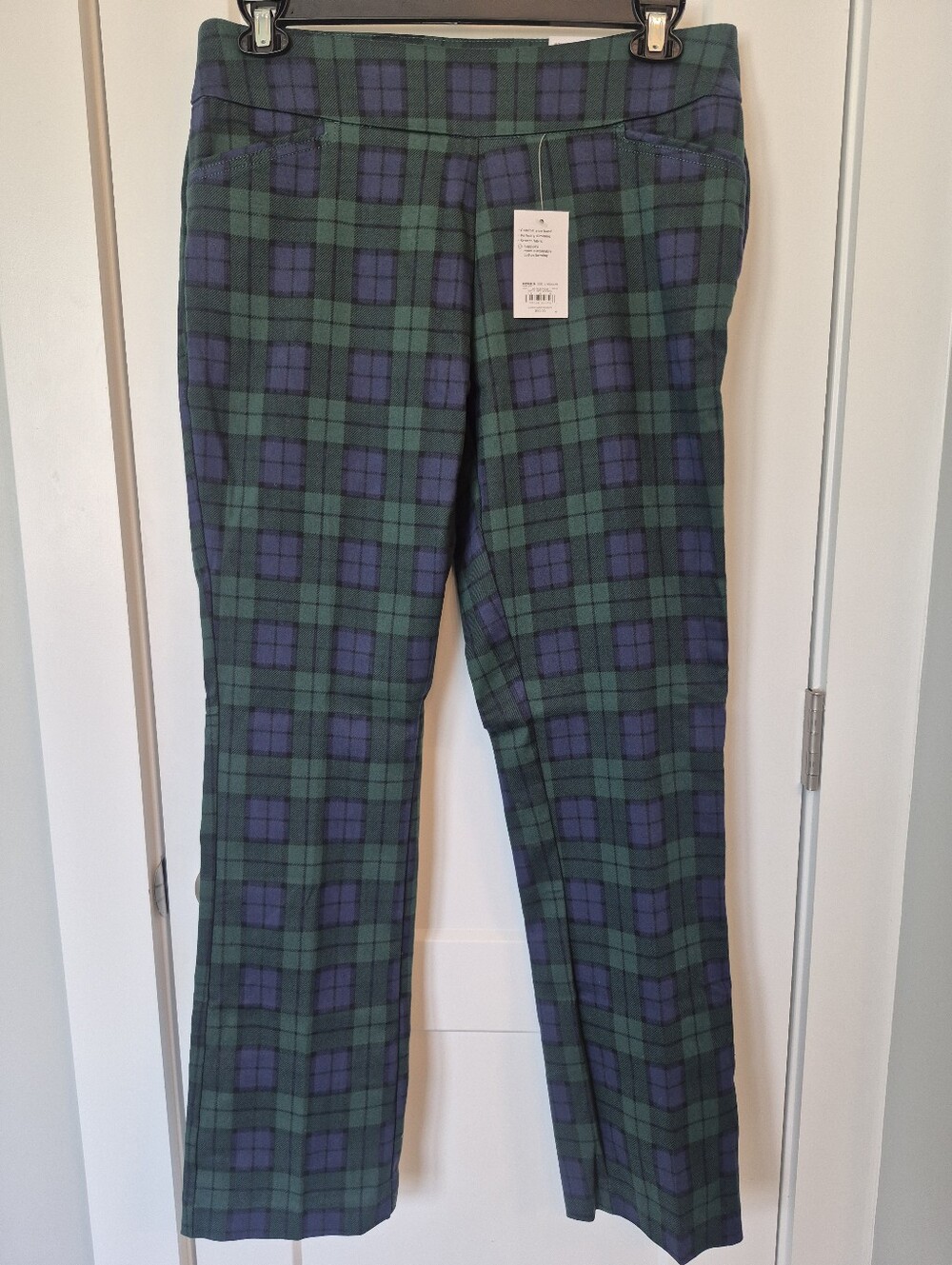 Croft & Barrow Green and Navy Plaid Women’s Stretch Pants NWT